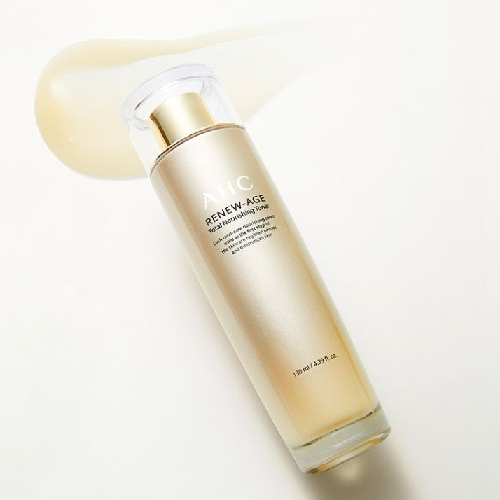 AHC Renew Age Total Nourishing Toner 130ml in a sleek bottle design