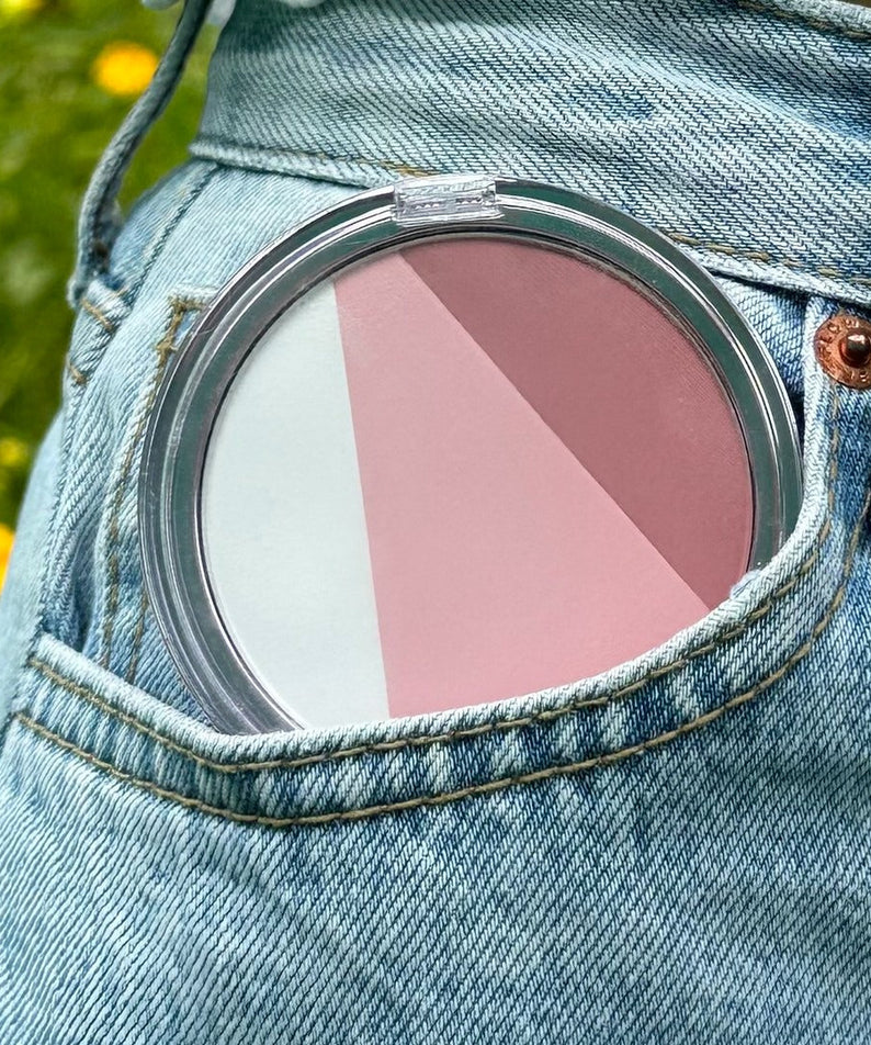 ALL MY THING Aurora Blusher in pocket in nature, showcasing compact and portable makeup style.