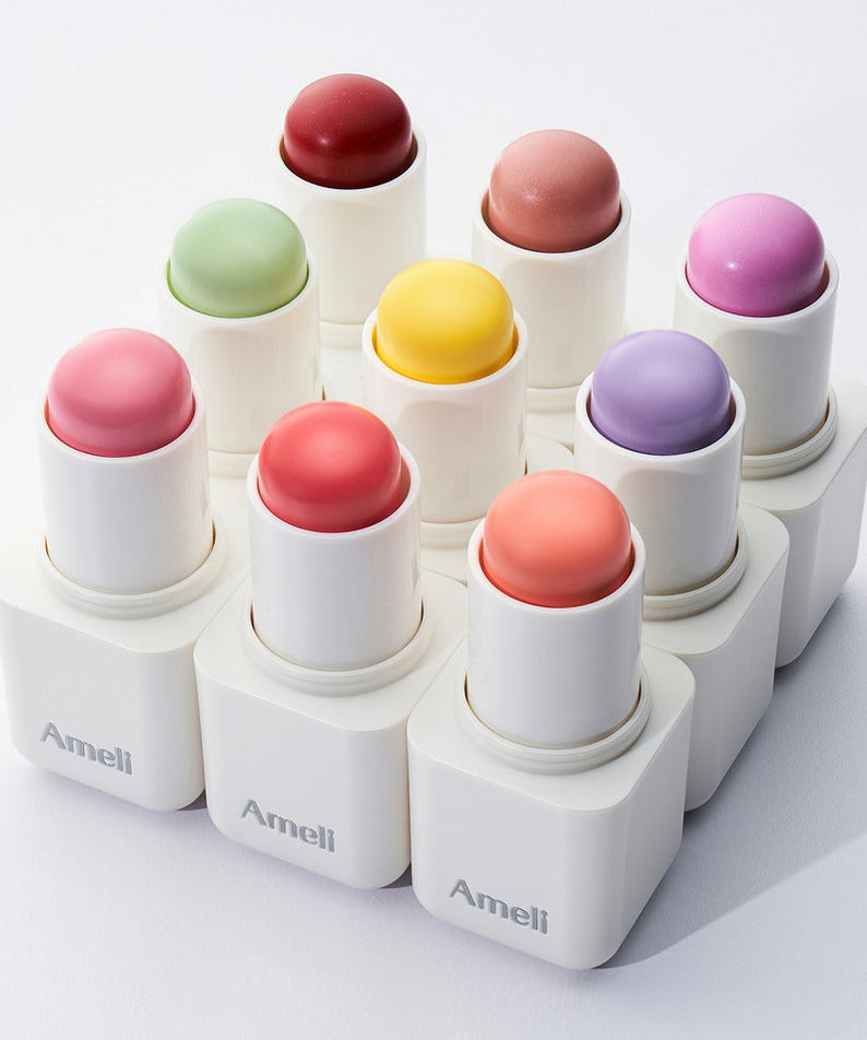 Assorted AMELI Night Series Touch Balm shades displayed in a grid.
