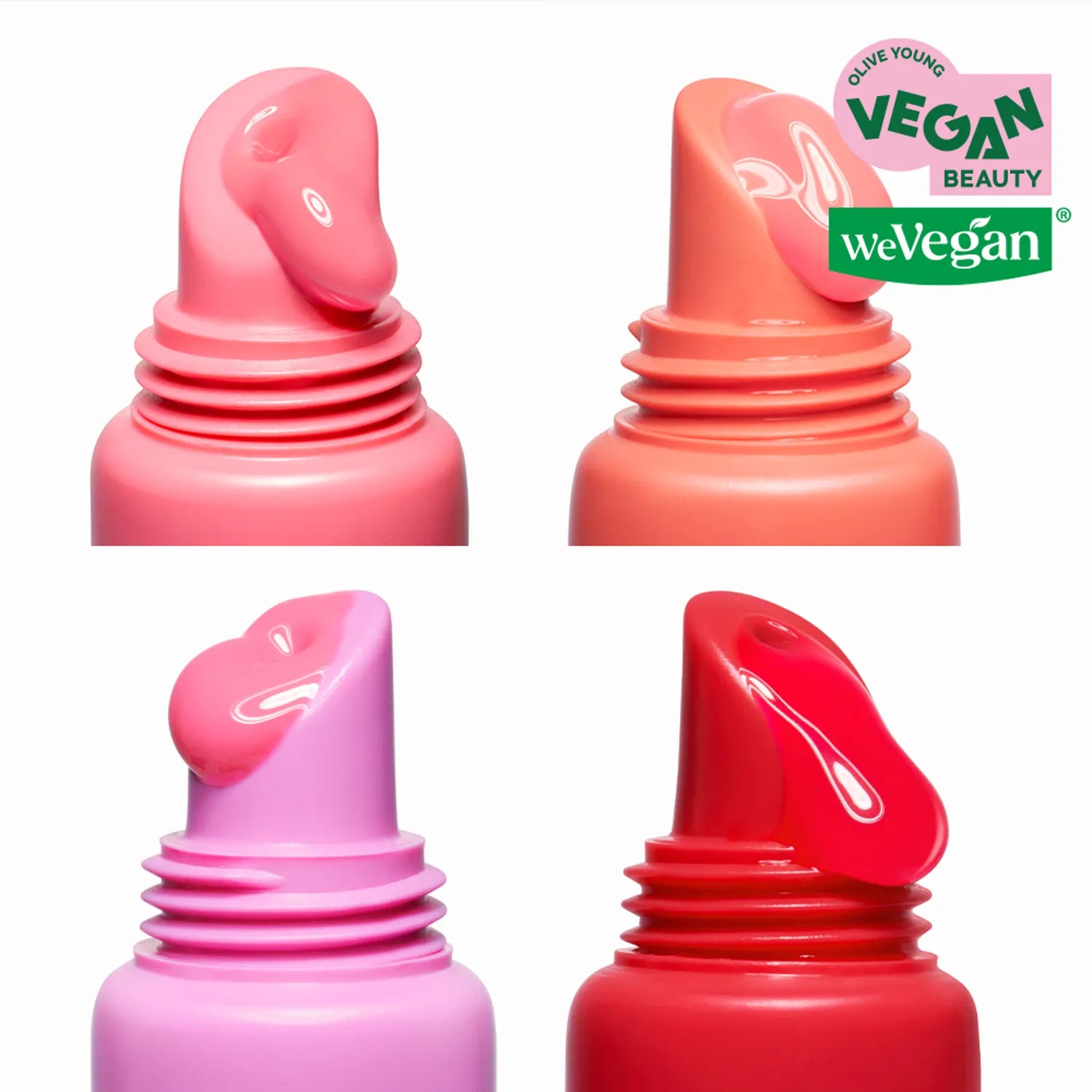AMUSE TINT BALM KEYRING featuring vibrant vegan lip tints in pink, coral, purple, and red shades.