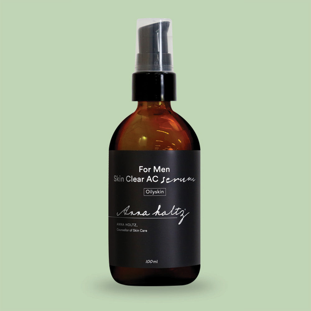 ANNA HOLTZ For Men Homme Men's Skin Clear Serum Essence 100ml bottle on green background by Gentleman Korea