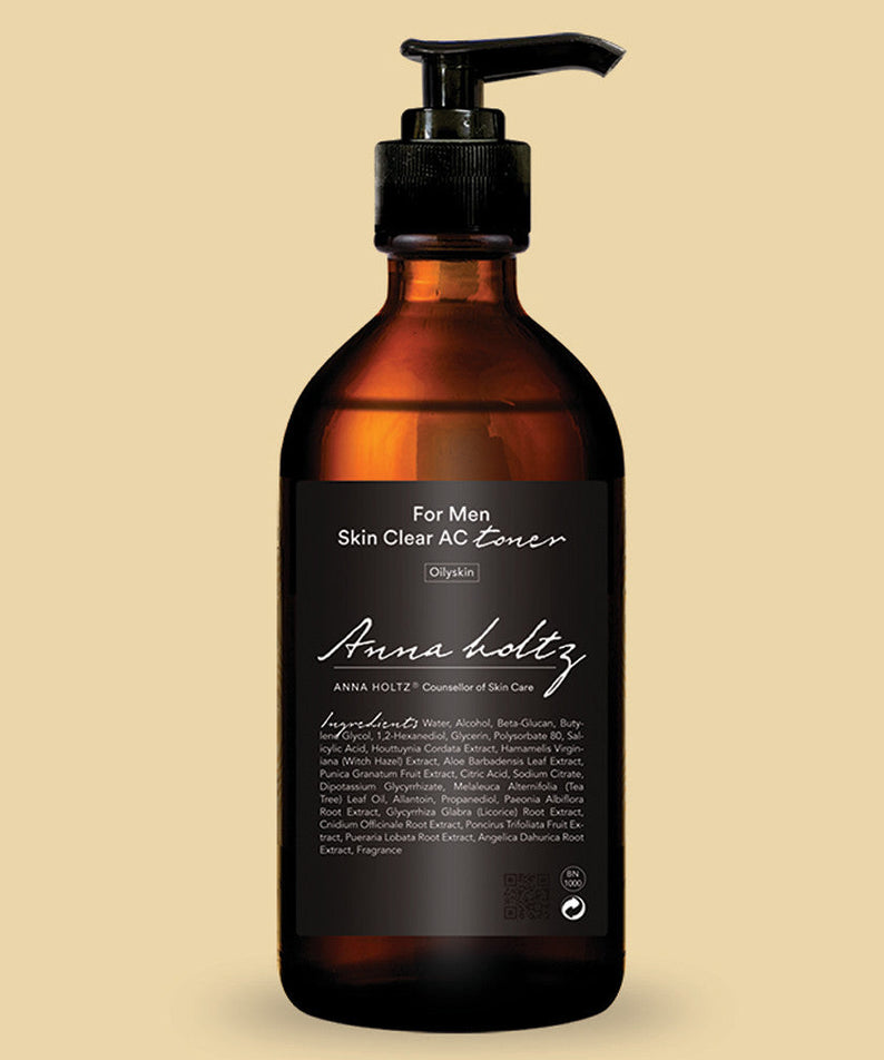 ANNA HOLTZ For Men Homme Men's Skin Clear Toner Large Capacity 300ml - Gentleman Korea brown pump bottle for men's skincare