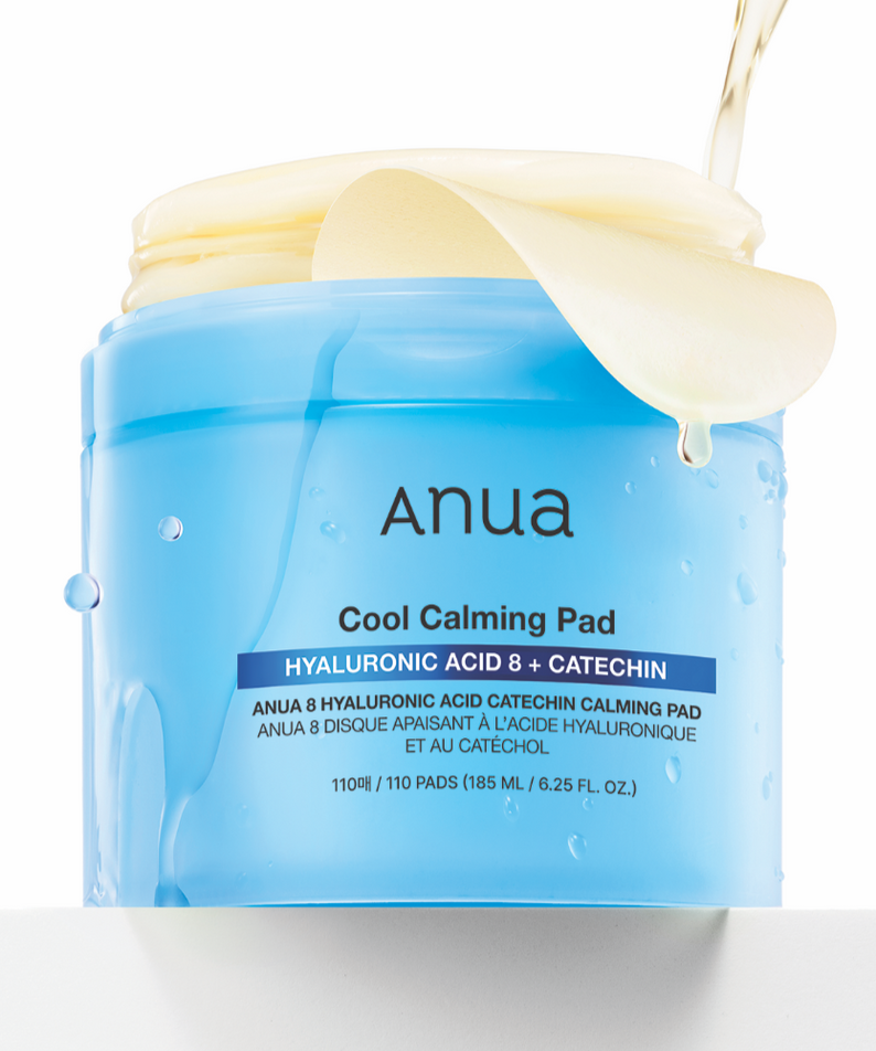 ANUA 8 Hyaluronic Acid Catechin Calming Pads 110 Pads in blue jar