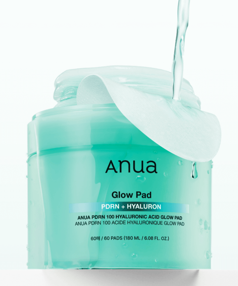 ANUA PDRN 100 Hyaluronic Acid Glow Pad container with pad exposed
