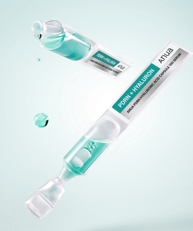 ANUA PDRN Hyaluronic Acid Capsule 100 Serum bottles on a light background