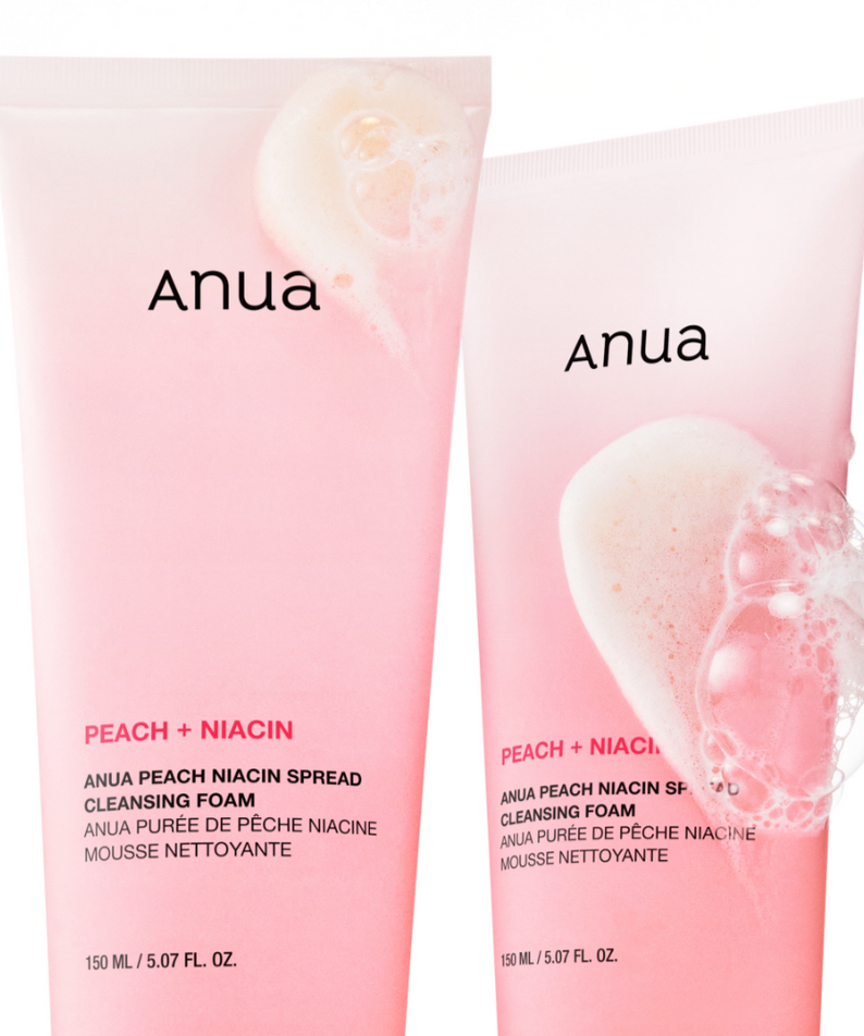 ANUA Peach Niacin Spread Cleansing Foam 150ml in pink packaging