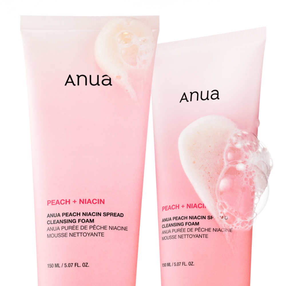 ANUA Peach Niacin Spread Cleansing Foam 150ml in pink packaging