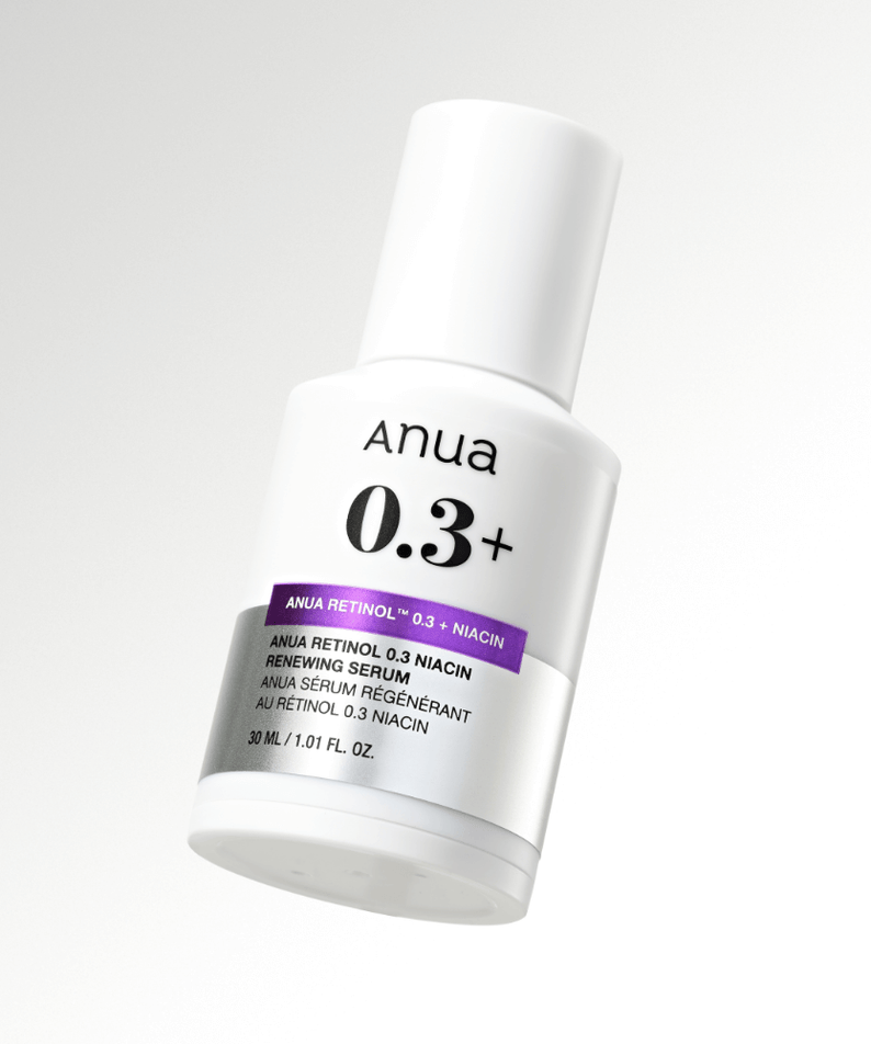 Bottle of ANUA Retinol 0.3 Niacin Renewing Serum with white background.