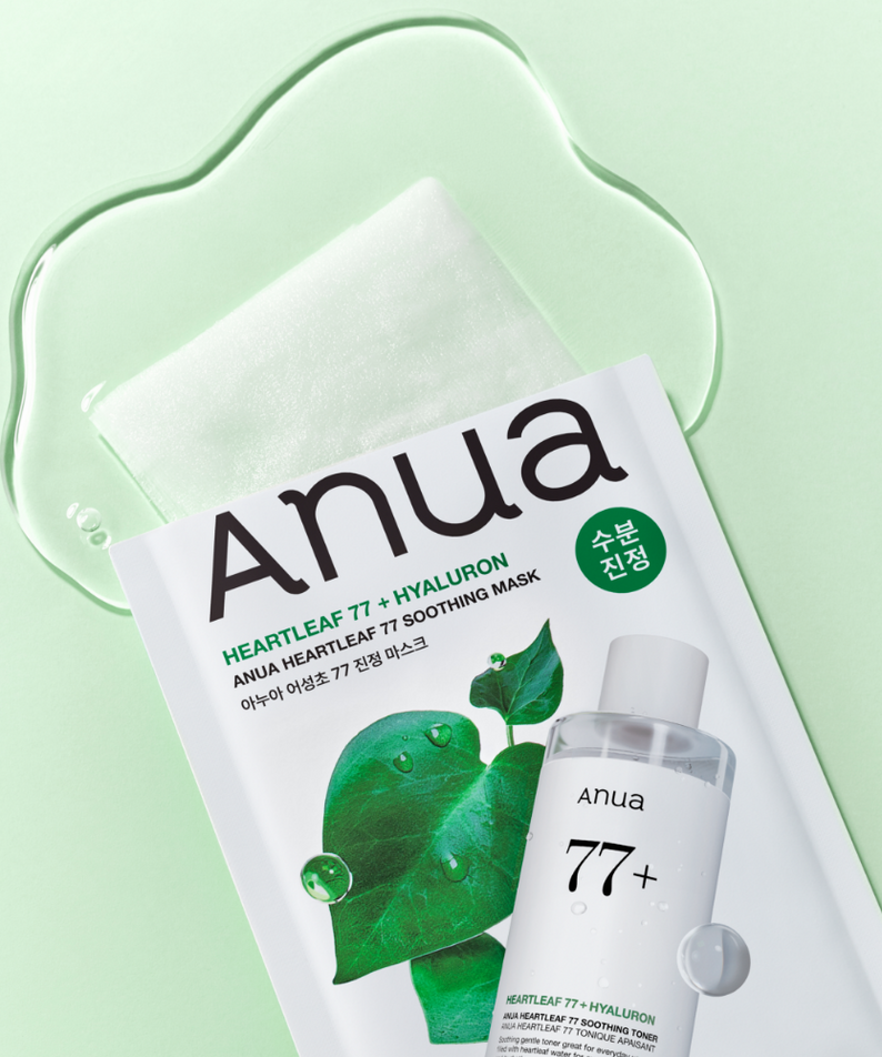 Anua Heatfleaf 77 + Hyaluron Soothing Mask