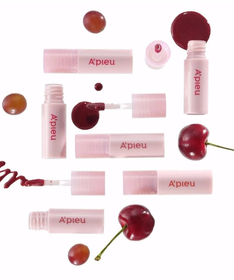 A'PIEU Juicy Pang Bear Cream Blusher Mini with cherry-inspired shades and packaging, perfect for a vibrant, dewy look.