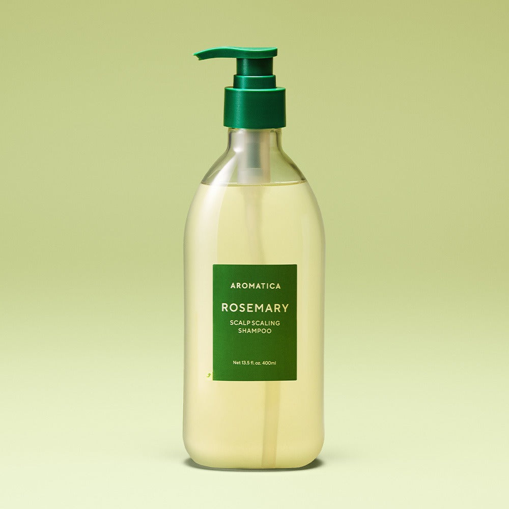 AROMATICA Rosemary Scalp Scaling Shampoo 750ML bottle with green label on a light green background