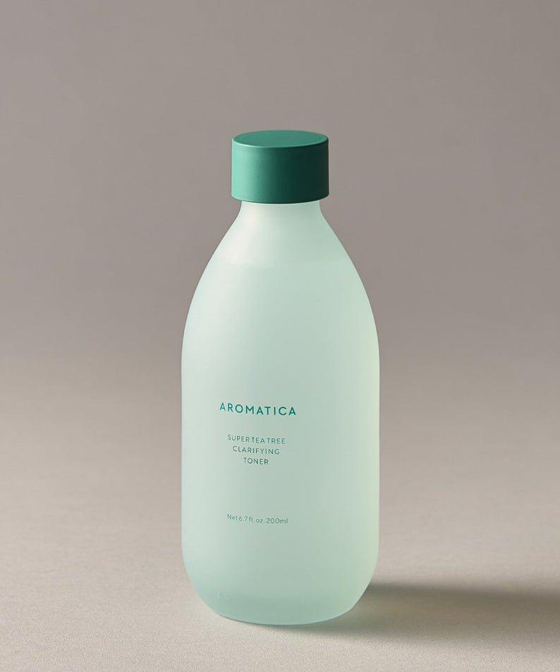 AROMATICA Super Tea Tree Clarifying Toner 200ML in a clear bottle with green cap