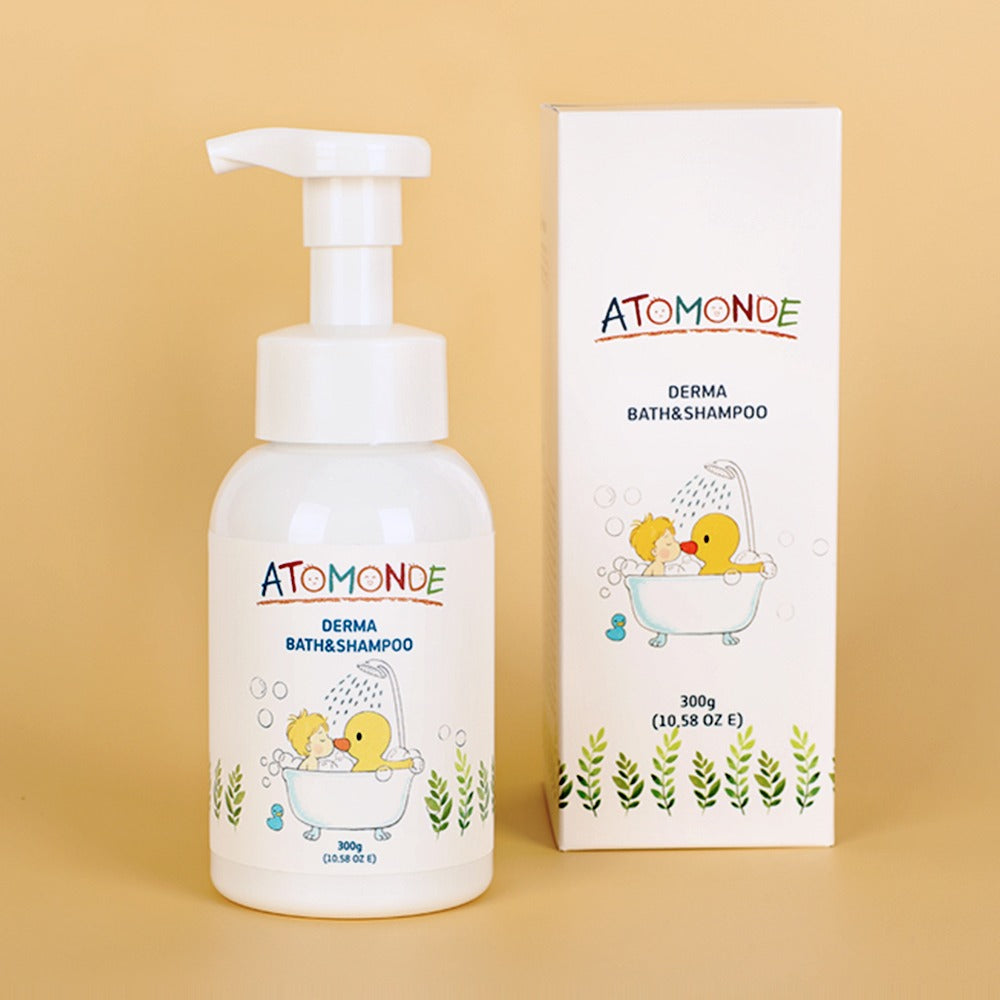 ATOMANDE Derma Bath & Shampoo Bubble Cleanser Foam Type 300g packaging and bottle