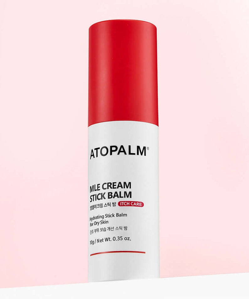 ATOPALM MLE Cream Stick Balm 10g product image with red and white packaging, ideal for dry skin hydration.