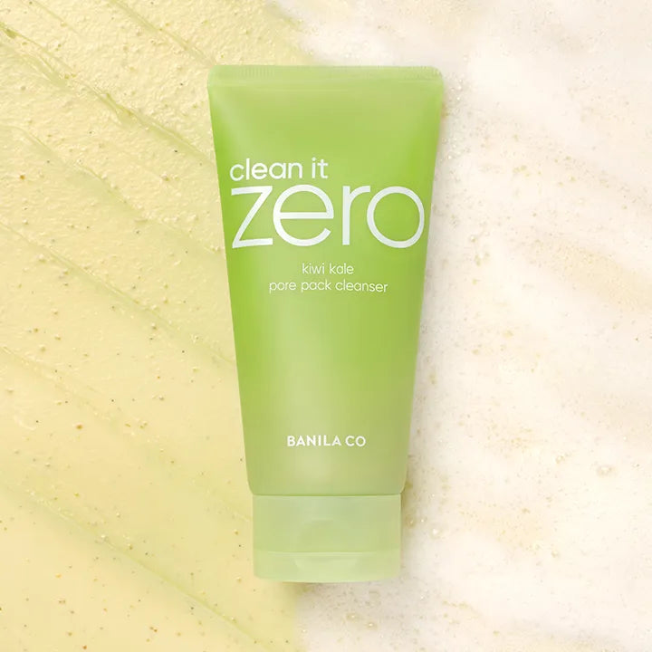BANILA CO CLean It Zero Kiwi Pore Pack Cleanser 180g on textured background