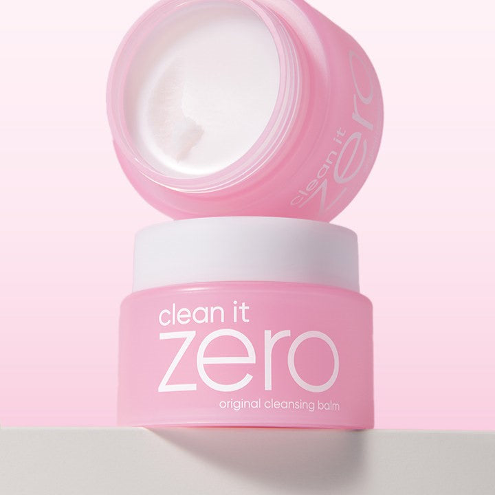 BANILA CO Clean It Zero Original Cleansing Balm in pink jar on a pastel background