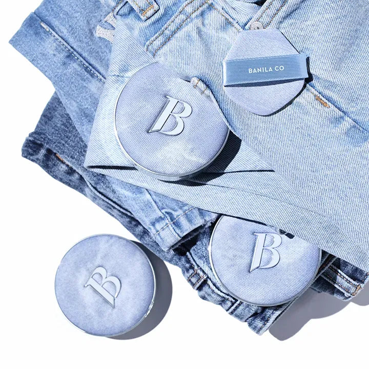 BANILACO Covericious Ultimate White Cushion set on denim fabric