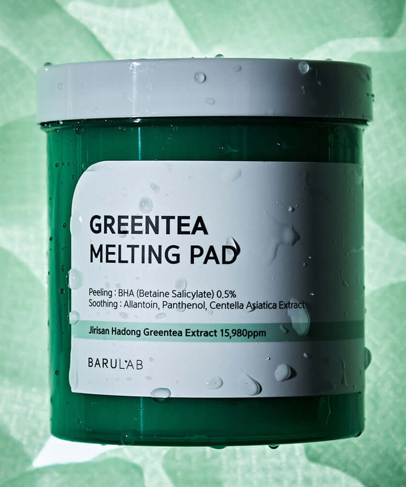 BARULAB Green Tea Melting Pad for soothing and exfoliating skincare.