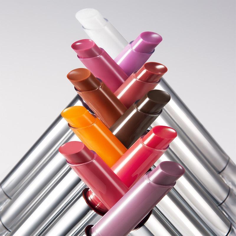 Colorful BBIA Over Glaze Stick lip products arranged diagonally on a white background.