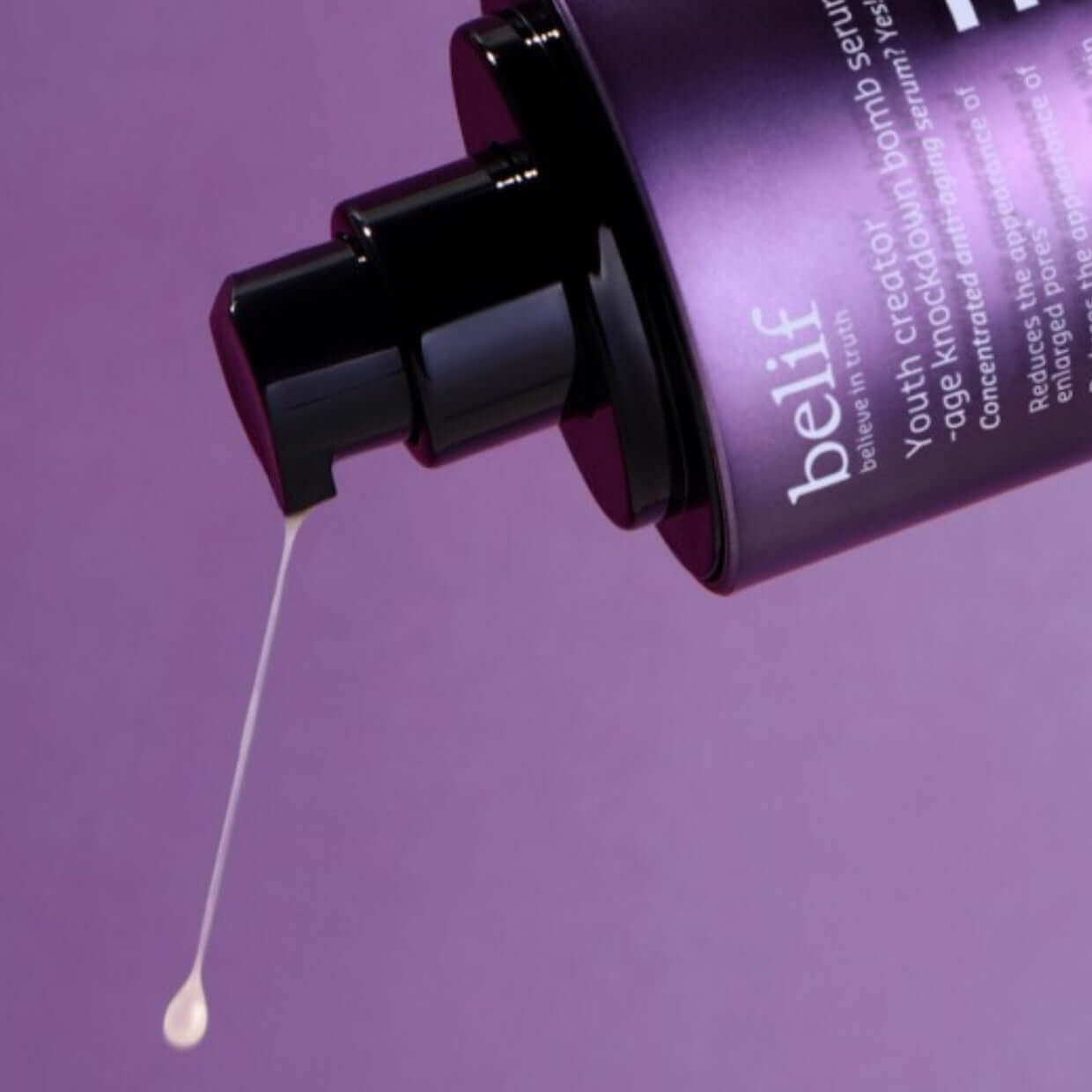 BELIF Age Knockdown Bomb Serum 50ml with purple background