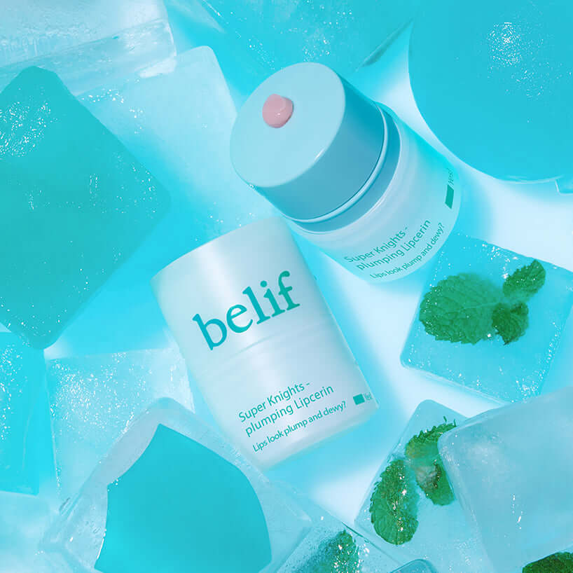 BELIF Super Knight Mint Plumping Lipcerine, refreshing lip care with mint and ice cubes