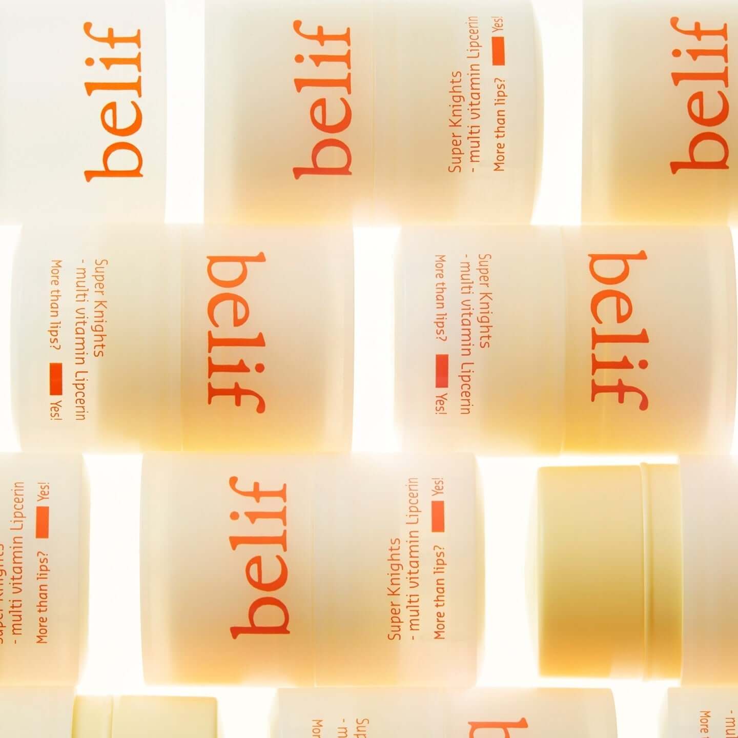 BELIF Super Knight Multi Vitamin Lipcerin displayed in a grid pattern with logo visible.