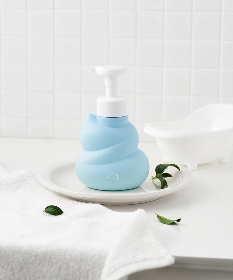 BELLBOY STUDIO Hippong Bubble Hand Wash on a bathroom countertop with towel and soap tray.