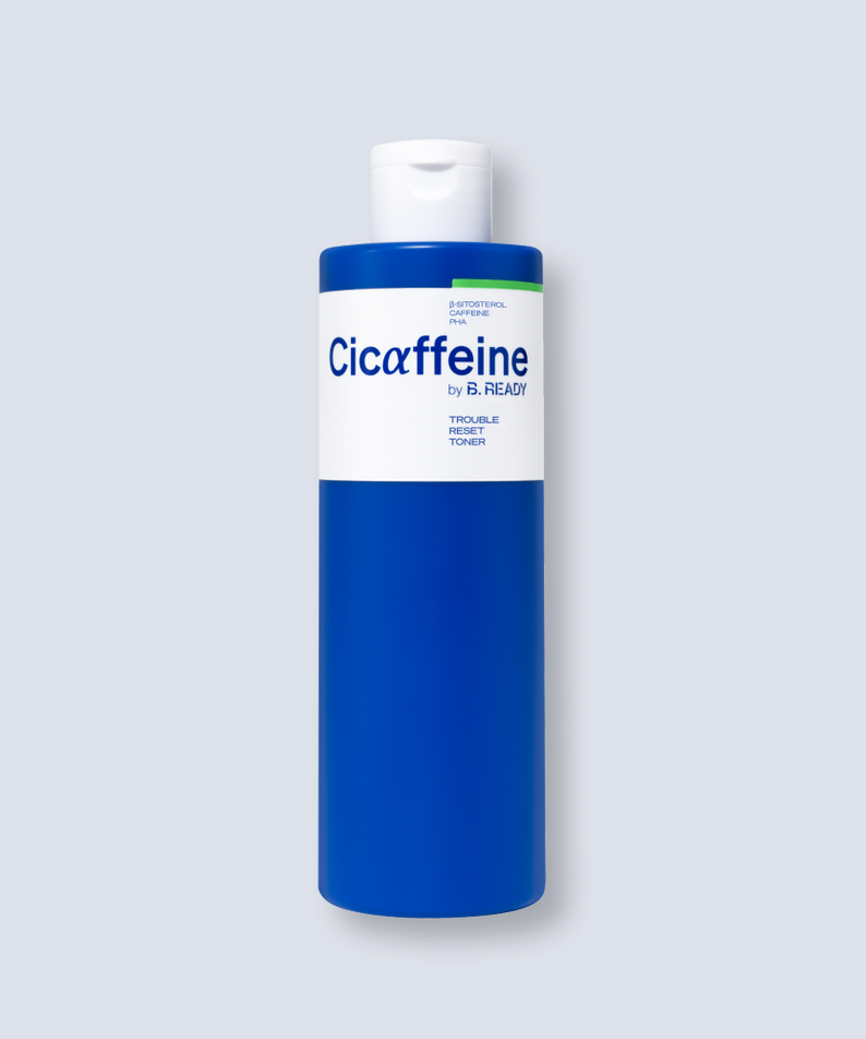 BE.READY Cicaffeine Trouble Reset Toner 250ml bottle product shot for men by Gentleman Korea, Korean skincare toner for troubled skin