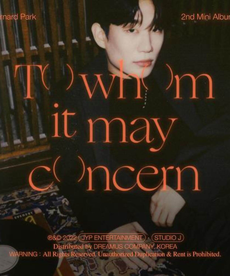 BERNARD PARK - [To whom it may concern] (2nd Album) - Kpop A | Kool Seoul - Buy Kpop Albums Online