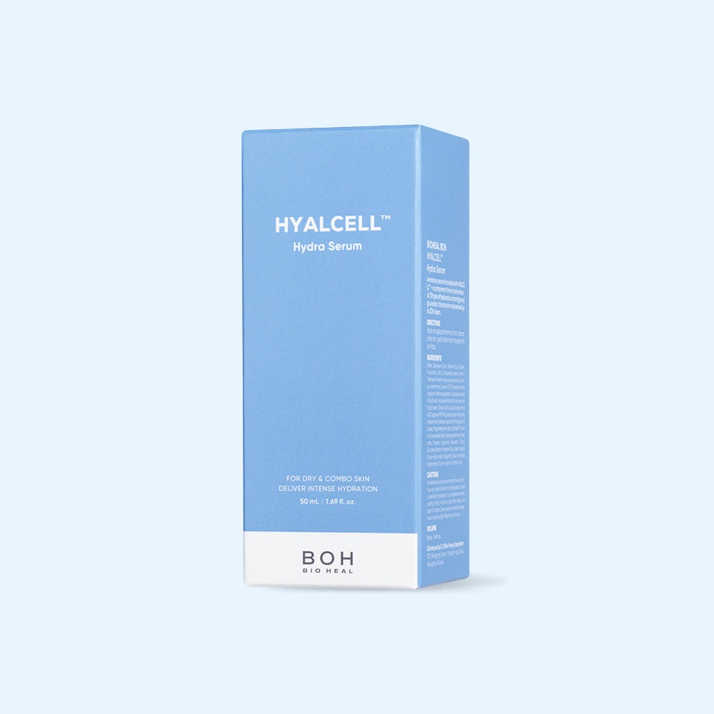 BIO HEAL BOH Hyalcell Hydra Serum 50ml packaging on a white background.