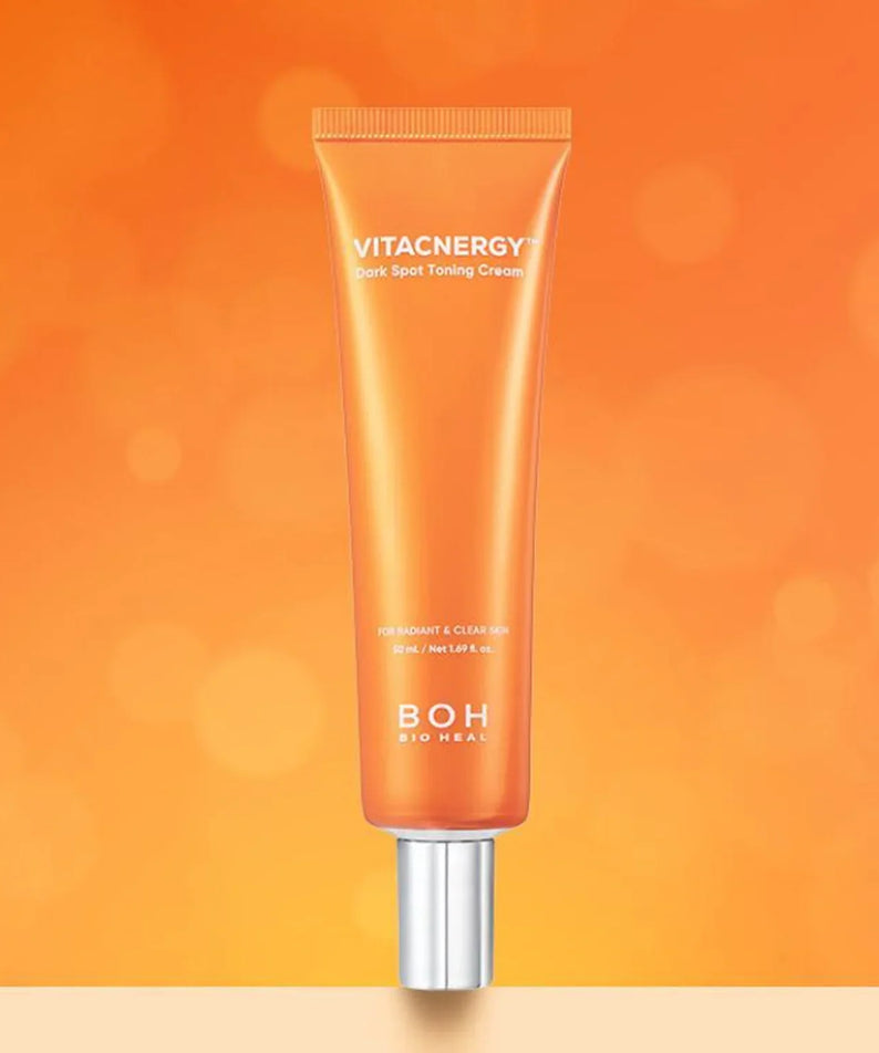 BIO HEAL BOH Vita Synergy Freckle Toning Cream 50ml on orange background