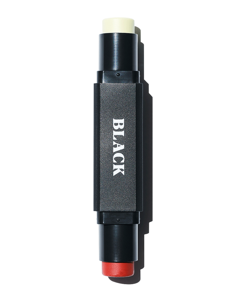 BLACK MONSTER Black Monster Dual Bomb (Black Bomb) dual-ended balm stick for men by Gentleman Korea, black case with white logo and red tip