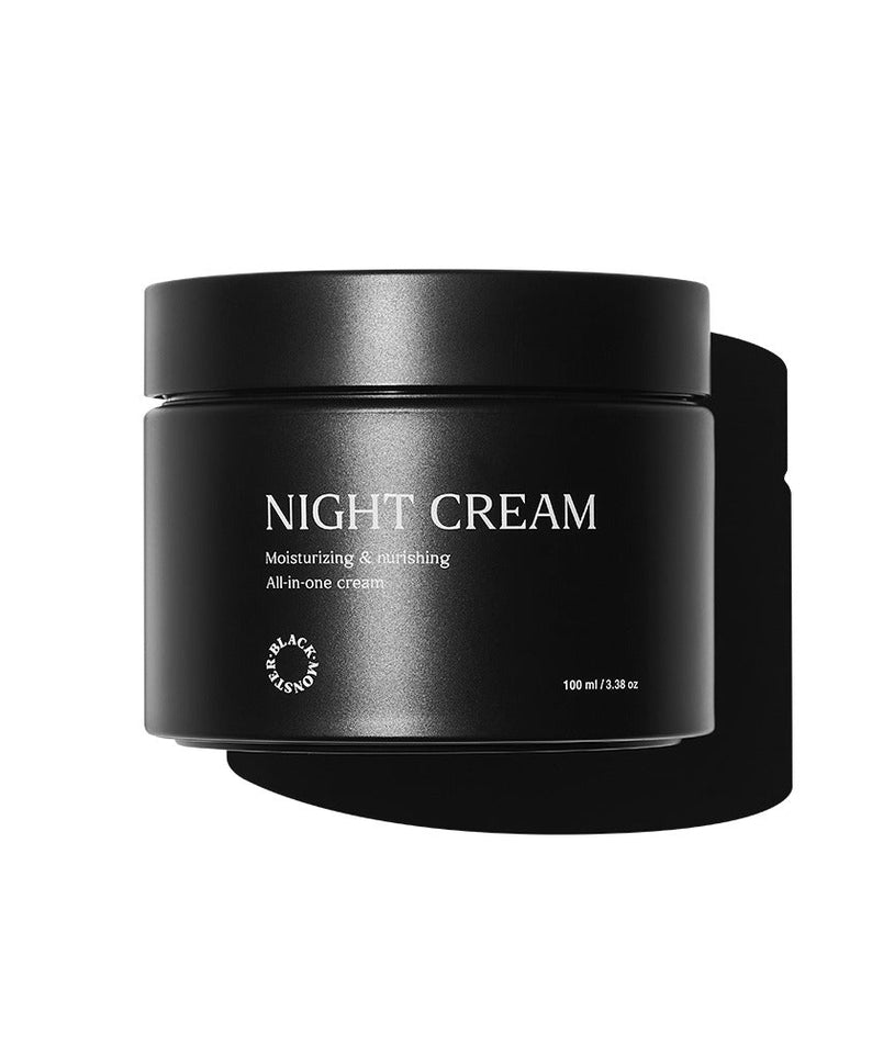 BLACK MONSTER Black Monster Night Cream 100ml in matte black jar on white background - Gentleman Korea Korean men’s skincare night cream