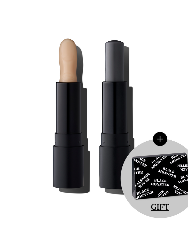 BLACK MONSTER Lip Balm Duo Set by Gentleman Korea – matte black dual lip balm sticks with gift pouch