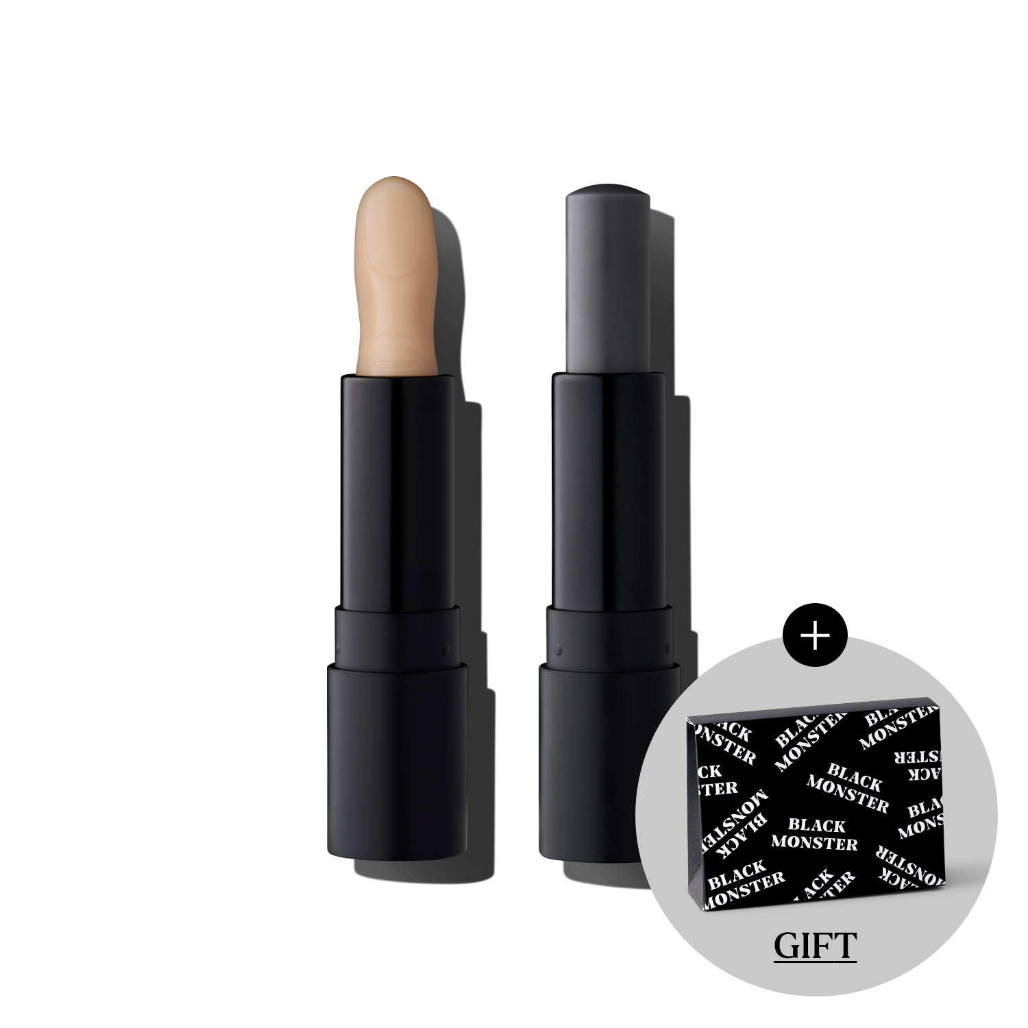 BLACK MONSTER Lip Balm Duo Set by Gentleman Korea – matte black dual lip balm sticks with gift pouch