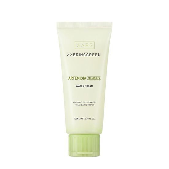 BRINGGREEN Artemisia Calming EX Water Cream 100ml tube with calming herbal formula for sensitive skin care.