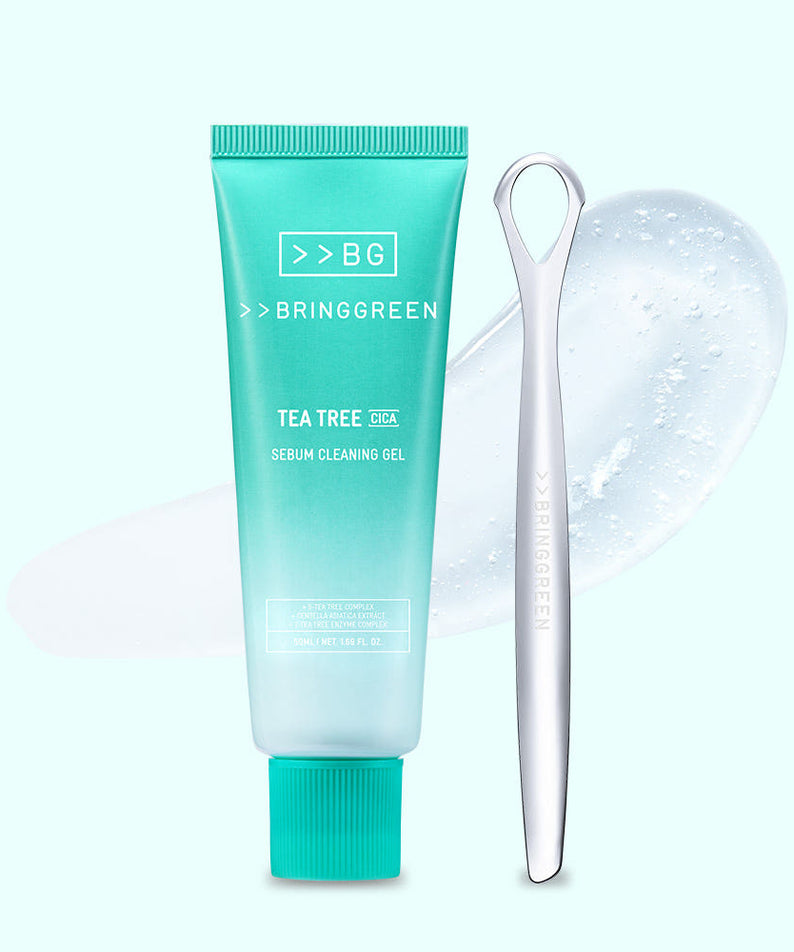 BRINGGREEN Tea Tree Cica Sebum Cleansing Gel 50ml with cleansing tool