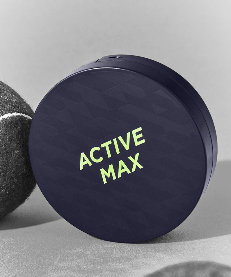 BRTC Homme Active Max Perfect Cushion 15g compact cushion foundation for men by Gentleman Korea, navy Active Max case, travel-friendly 15g