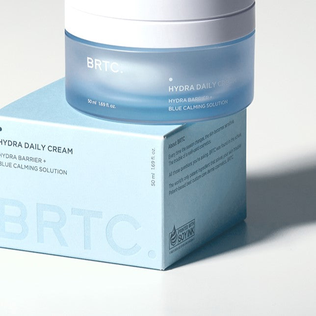 BRTC Hydra Daily Cream 50ml with packaging, highlighting hydrating and calming solution for daily skincare routine