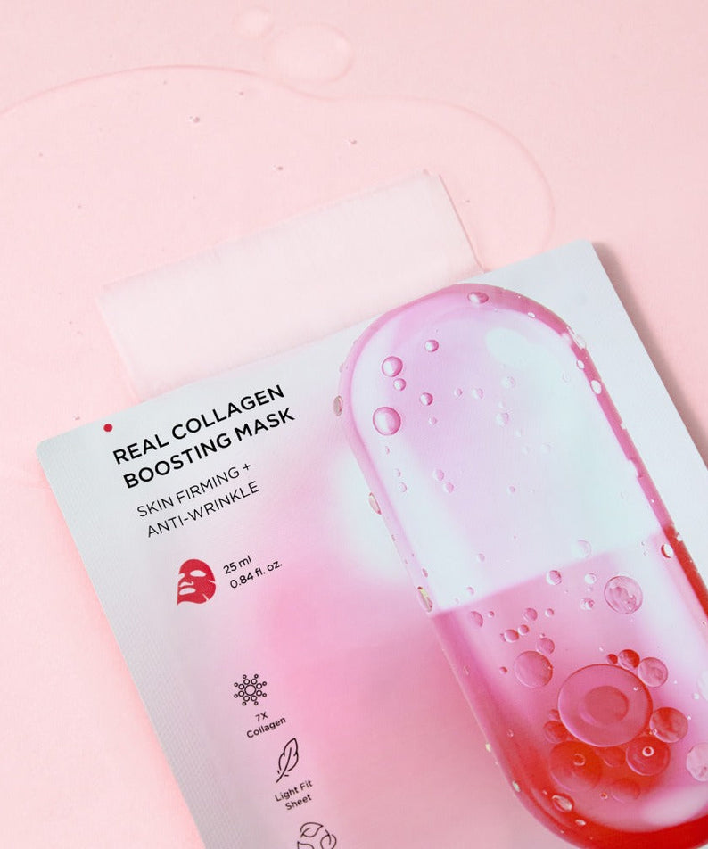 BRTC Real Collagen Bosting Mask 10 Sheets for skin firming and anti-wrinkle benefits