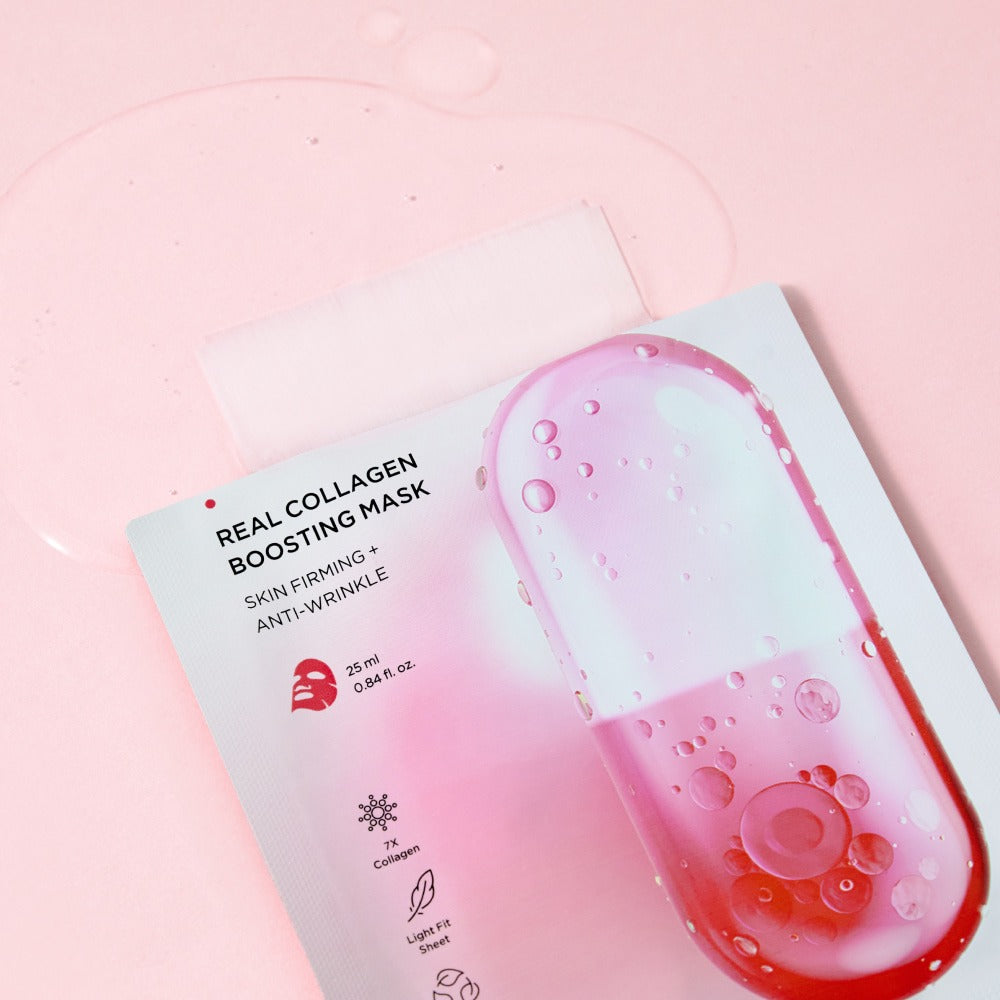 BRTC Real Collagen Bosting Mask 10 Sheets for skin firming and anti-wrinkle benefits