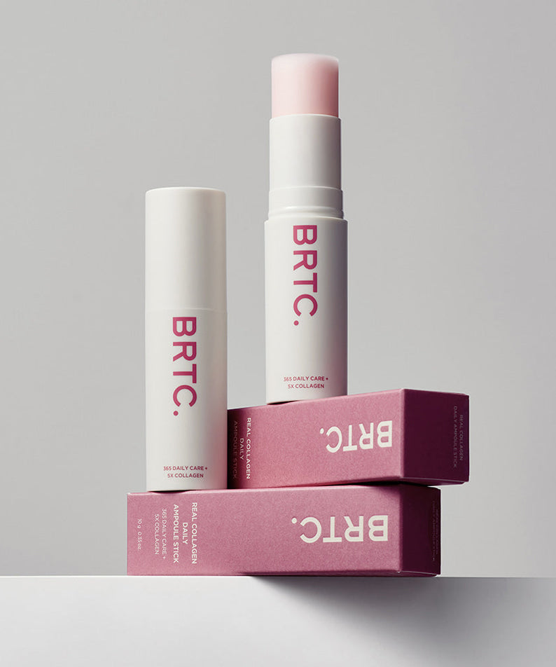 BRTC Real Collagen Daily Ampoule Stick 10g product packaging displayed against a neutral background