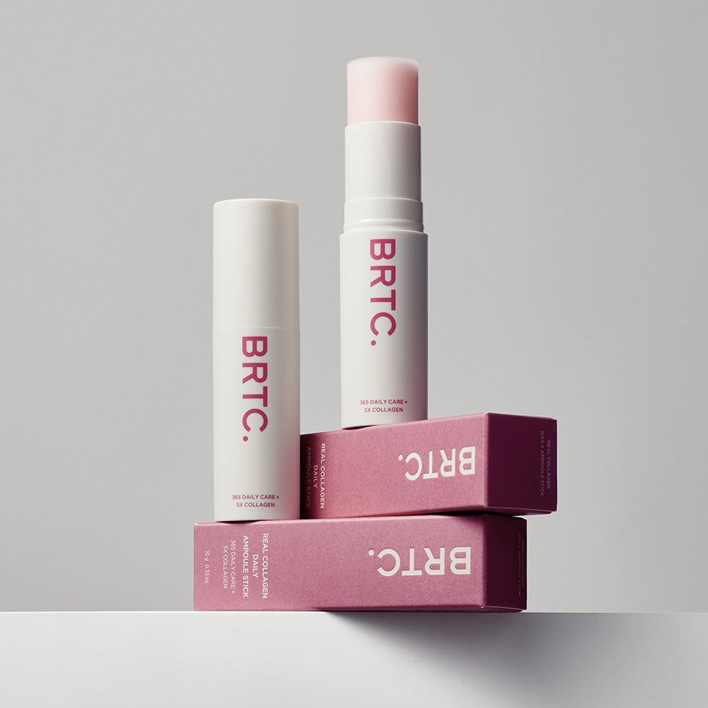 BRTC Real Collagen Daily Ampoule Stick 10g product packaging displayed against a neutral background