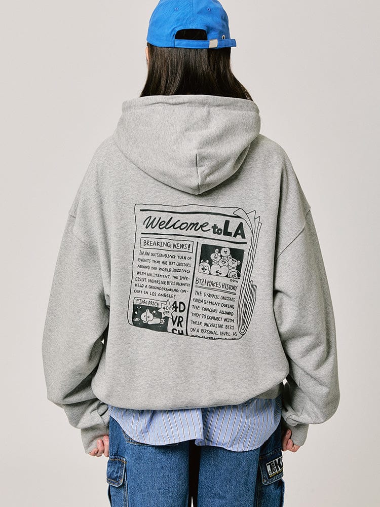 BT21 HOODED SWEATSHIRT 2024 F/W CITY EDITION (LA GRAY)
