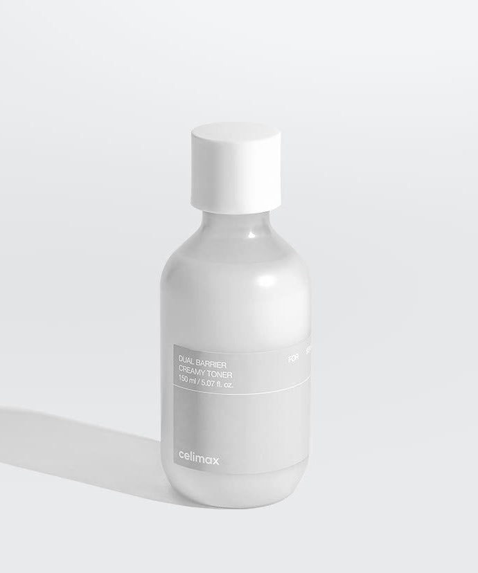 Image of CELIMAX Dual Barrier Creamy Toner 150ml bottle against a white background.