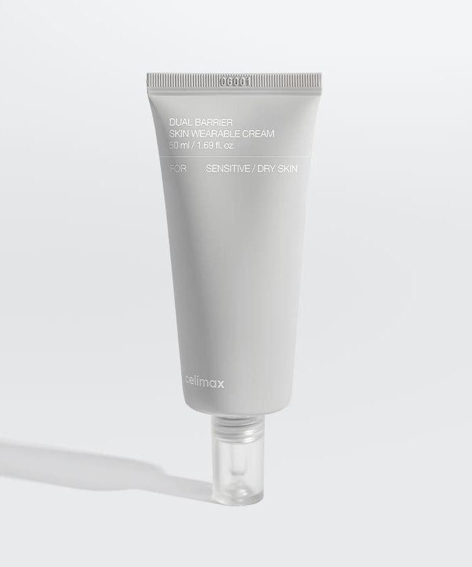 CELIMAX Dual Barrier Skin Wearable Cream 50ml tube for sensitive dry skin against white background