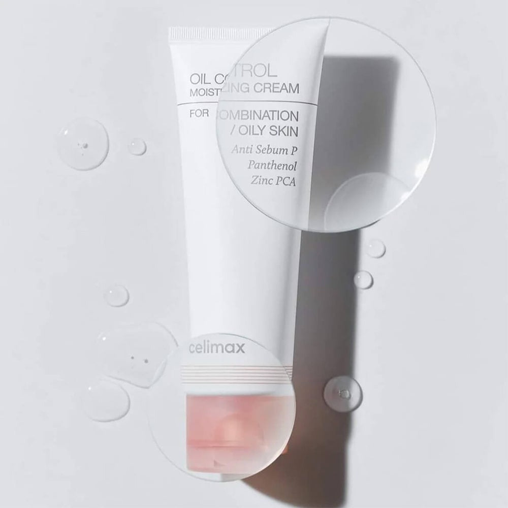 CELIMAX Oil Control Moisturizing Cream 80ml tube for combination and oily skin with anti sebum properties and zinc PCA