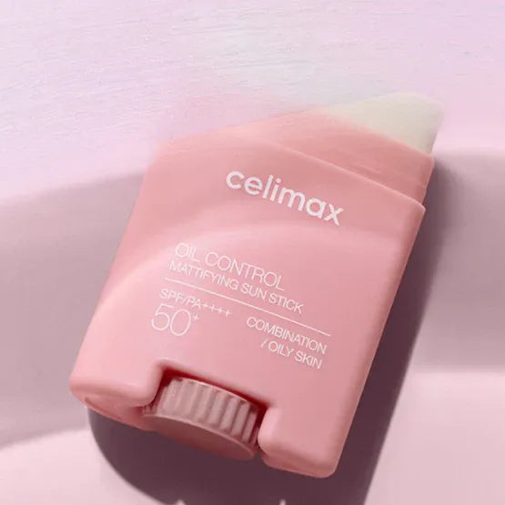 CELIMAX Oil Control Sun Stickk 19g in pink packaging for sun protection and oil control.