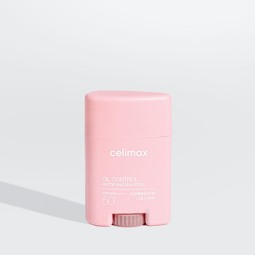 CELIMAX Oil Control Sun Stickk 19g in a pink container with SPF 50 for oily skin