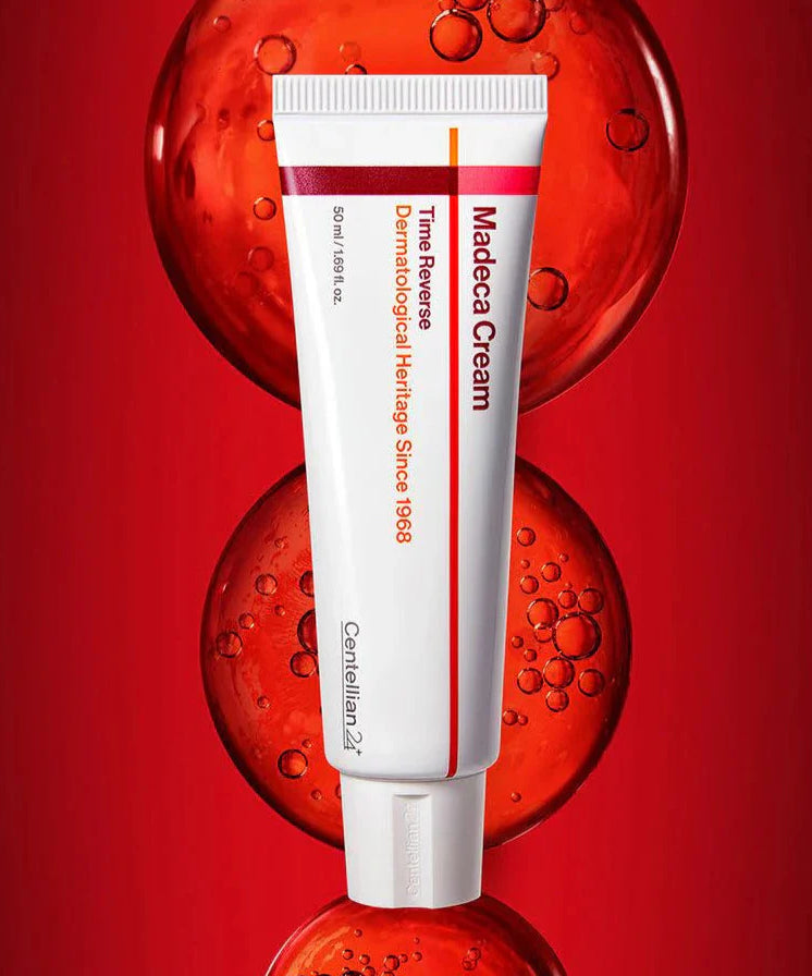 CENTELLIAN 24 Madeca Cream Time Reverse 50ml product packaging on red background